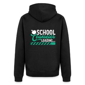 School Counselor School Counselor Loading - Unisex Premium Organic Zip Hoodie - black - Back - Nico (187cm)