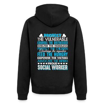 Social Worker Proud Social Worker - Unisex Premium Organic Zip Hoodie - black - Back - Nico (187cm)