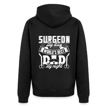Surgeon Surgeon By DayDad By Night - Unisex Premium Organic Zip Hoodie - black - Back - Nico (187cm)