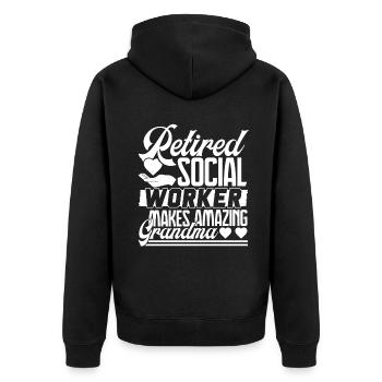 Social Worker Retired Social Worker - Unisex Premium Organic Zip Hoodie - black - Back - Nico (187cm)