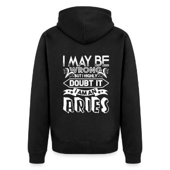 Aries I'm An Aries Sign of Zodiac - Unisex Premium Organic Zip Hoodie - black - Back - Nico (187cm)