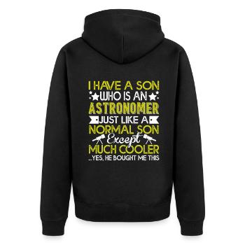 Astronomer My Son Is An Astronomer - Unisex Premium Organic Zip Hoodie - black - Back - Nico (187cm)
