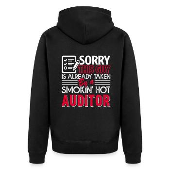Auditor Taken By A Smoking Hot Auditor - Unisex Premium Organic Zip Hoodie - black - Back - Nico (187cm)