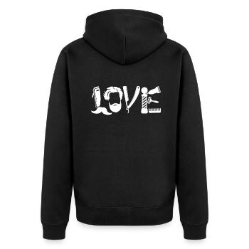 Barber Love Barber - Unisex Premium Organic Zip Hoodie - black - Back - Nico (187cm)
