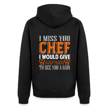 Chef I Miss You Chef - Unisex Premium Organic Zip Hoodie - black - Back - Nico (187cm)