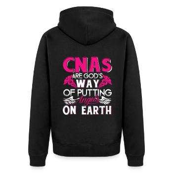 CNA God Made CNA - Unisex Premium Organic Zip Hoodie - black - Back - Nico (187cm)
