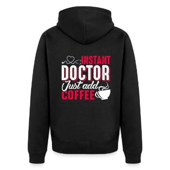 Doctor Instant Doctor Just Add Coffee - Unisex Premium Organic Zip Hoodie - black - Back - Nico (187cm)