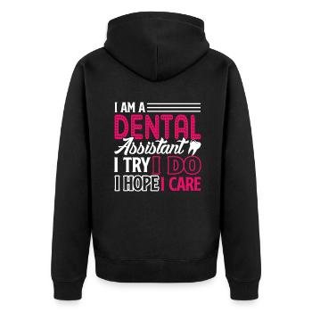 Dental Assistant I Am A Dental Assistant - Unisex Premium Organic Zip Hoodie - black - Back - Nico (187cm)