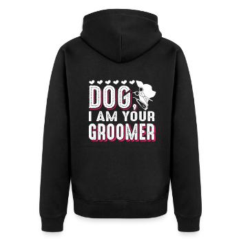 Dog Groomer Dog I Am Your Groomer - Unisex Premium Organic Zip Hoodie - black - Back - Nico (187cm)