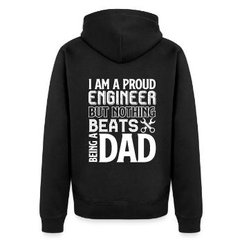 Engineer I Am A Proud Engineer - Unisex Premium Organic Zip Hoodie - black - Back - Nico (187cm)