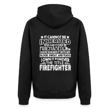 Firefighter Forever The Title Firefighter - Unisex Premium Organic Zip Hoodie - black - Back - Nico (187cm)