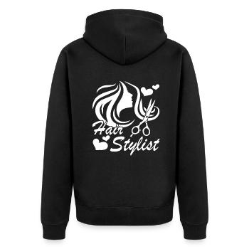 Proud To Be A Hair Stylist - Unisex Premium Organic Zip Hoodie - black - Back - Nico (187cm)