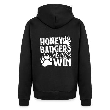Honey Badger Honey Badgers Always Win - Unisex Premium Organic Zip Hoodie - black - Back - Nico (187cm)