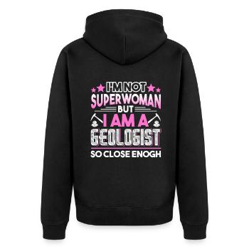 Geologist I'm A Geologist So Close Enough - Unisex Premium Organic Zip Hoodie - black - Back - Nico (187cm)