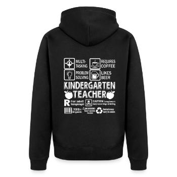 Kindergarten Teacher Kindergarten Teacher Jobs - Unisex Premium Organic Zip Hoodie - black - Back - Nico (187cm)