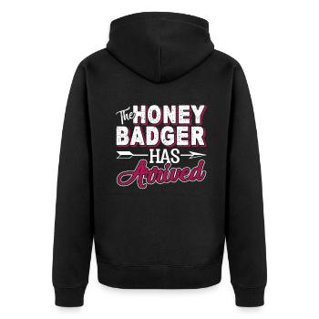 Honey Badger The Honey Badger Has Arrived - Unisex Premium Organic Zip Hoodie - black - Back - Nico (187cm)