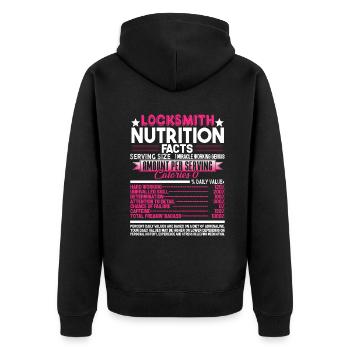 Locksmith Locksmith Nutrition Facts - Unisex Premium Organic Zip Hoodie - black - Back - Nico (187cm)