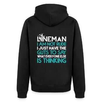Lineman Lineman I Am Not Rude - Unisex Premium Organic Zip Hoodie - black - Back - Nico (187cm)