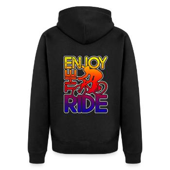 Cycling Cycling Enjoy The Ride - Unisex Premium Organic Zip Hoodie - black - Back - Nico (187cm)