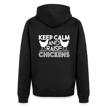 Chicken Keep Calm and Raise Chickens - Unisex Premium Organic Zip Hoodie - black - Back - Nico (187cm)