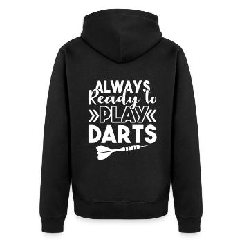 Darts Always Ready to Play Darts - Unisex Premium Organic Zip Hoodie - black - Back - Nico (187cm)