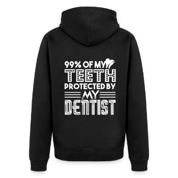 Dentist Protected By My Dentist - Unisex Premium Organic Zip Hoodie - black - Back - Nico (187cm)