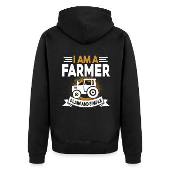 Farmer I Am A Farmer Plain And Simple - Unisex Premium Organic Zip Hoodie - black - Back - Nico (187cm)