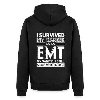 EMT I Survived My Career As An EMT - Unisex Premium Organic Zip Hoodie - black - Back - Nico (187cm)