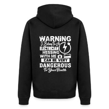 Electrician I Belong To An Electrician - Unisex Premium Organic Zip Hoodie - black - Back - Nico (187cm)