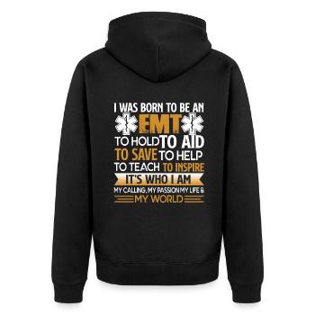 EMT I Was Born To Be An EMT - Unisex Premium Organic Zip Hoodie - black - Back - Nico (187cm)