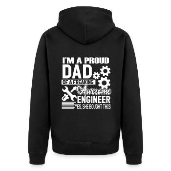 Engineer Proud Dad Of Awesome Engineer - Unisex Premium Organic Zip Hoodie - black - Back - Nico (187cm)