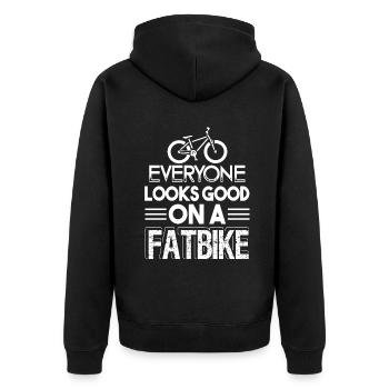 Fat Bike Everyone Looks Good On A Fat Bike - Unisex Premium Organic Zip Hoodie - black - Back - Nico (187cm)