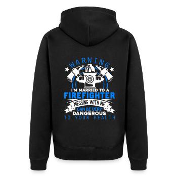 Firefighter I'm Married To A Firefighter - Unisex Premium Organic Zip Hoodie - black - Back - Nico (187cm)