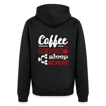 Genealogy Coffee Genealogy Repeat - Unisex Premium Organic Zip Hoodie - black - Back - Nico (187cm)