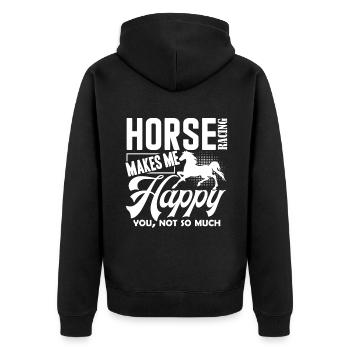 Horse Racing Horse Racing Makes Me Happy - Unisex Premium Organic Zip Hoodie - black - Back - Nico (187cm)