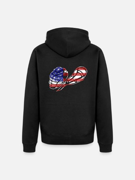 Lacrosse Flag - Unisex Premium Organic Zip Hoodie - black