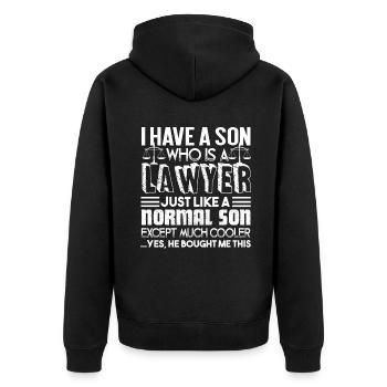 Lawyer My Son Is A Lawyer - Unisex Premium Organic Zip Hoodie - black - Back - Nico (187cm)