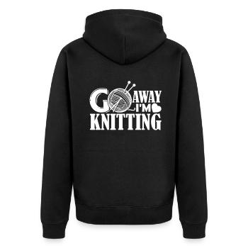 Knitting Go Away I'm Knitting - Unisex Premium Organic Zip Hoodie - black - Back - Nico (187cm)