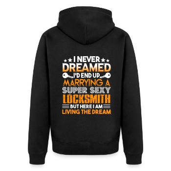 Locksmith Marrying A Super Sexy Locksmith - Unisex Premium Organic Zip Hoodie - black - Back - Nico (187cm)