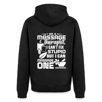 Massage Therapist I Can Massage One - Unisex Premium Organic Zip Hoodie - black - Back - Nico (187cm)