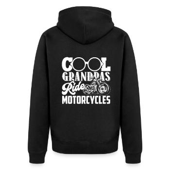 Motorcycle Cool Grandpas Ride Motorcycles - Unisex Premium Organic Zip Hoodie - black - Back - Nico (187cm)