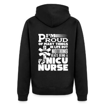 Nicu Nurse Proud Being A Nicu Nurse - Unisex Premium Organic Zip Hoodie - black - Back - Nico (187cm)