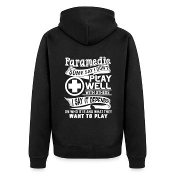 Paramedic Paramedic Play Well - Unisex Premium Organic Zip Hoodie - black - Back - Nico (187cm)