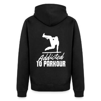Parkour Addicted To Parkour - Unisex Premium Organic Zip Hoodie - black - Back - Nico (187cm)