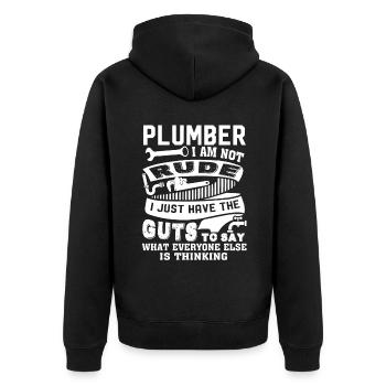 Plumber Plumber I Am Not Rude - Unisex Premium Organic Zip Hoodie - black - Back - Nico (187cm)
