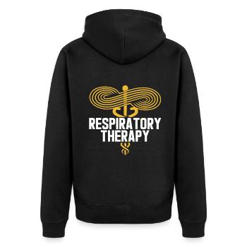 Respiratory Therapist Proud Respiratory Therapy - Unisex Premium Organic Zip Hoodie - black - Back - Nico (187cm)