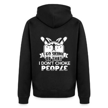 Skiing I Go Skiing So I Don't Choke People - Unisex Premium Organic Zip Hoodie - black - Back - Nico (187cm)
