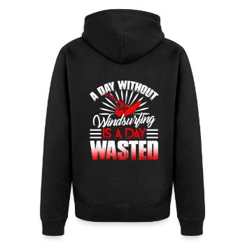 Windsurfing A Day Without Windsurfing - Unisex Premium Organic Zip Hoodie - black - Back - Nico (187cm)
