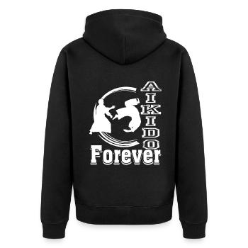 Aikido Aikido Forever - Unisex Premium Organic Zip Hoodie - black - Back - Nico (187cm)