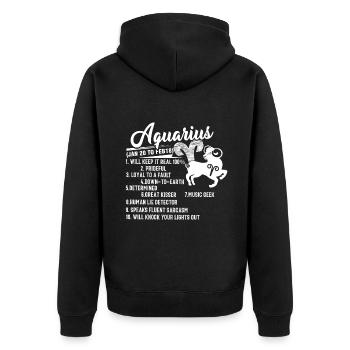 Aquarius Things About Aquarius Zodiac - Unisex Premium Organic Zip Hoodie - black - Back - Nico (187cm)